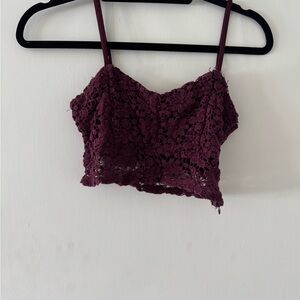 Burgundy Lace Crop Top
